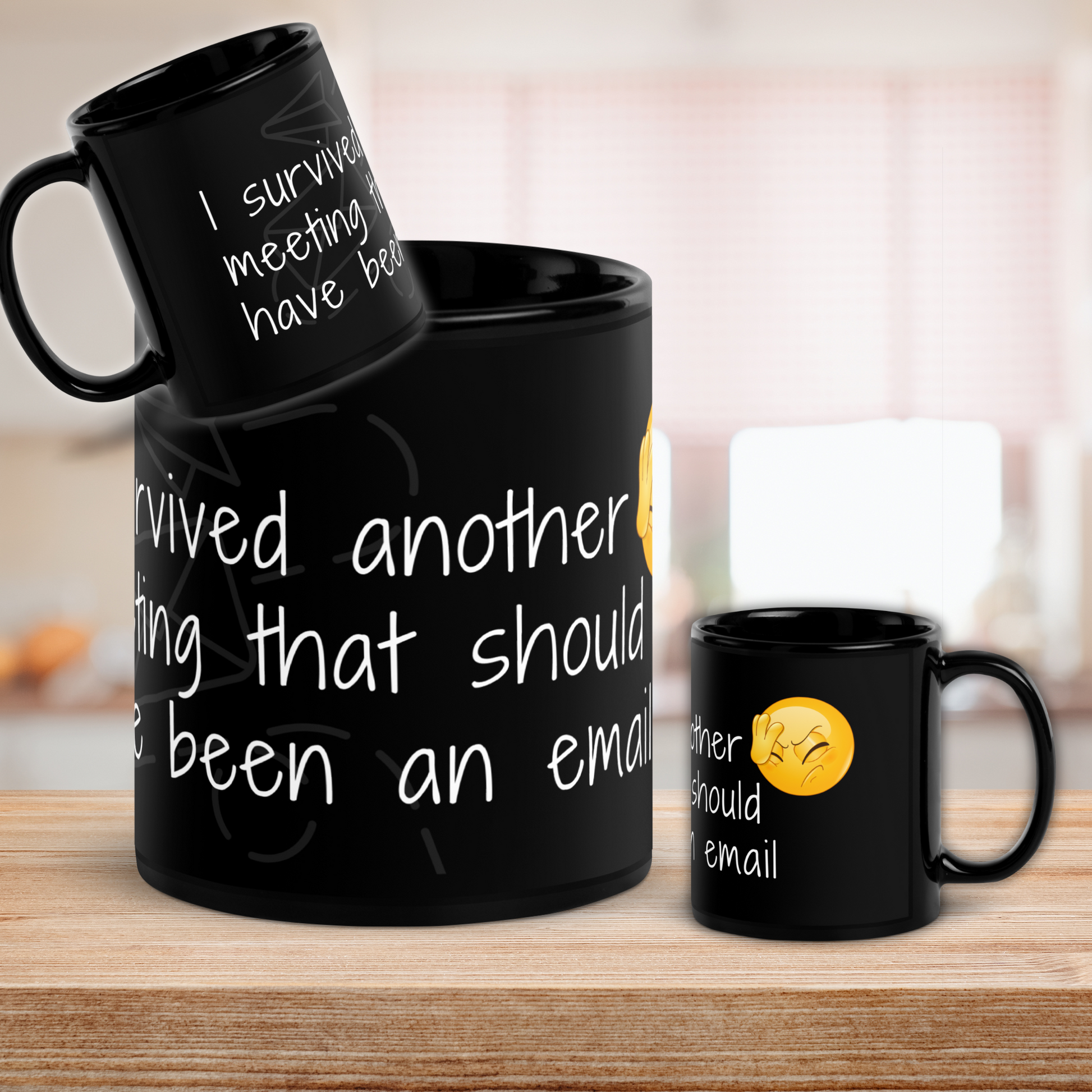 Funny Work Mug - "I Survived Another Meeting That Should've Been an Email" - Office Humour Coffee Cup - Work from Home Gift - 11oz - Laugh Happens